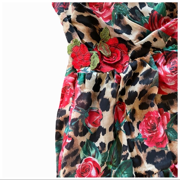 🌺 The Natanalisa Gorgeous Silk Flowing Rose Print Maxi Dress - Picture 6 of 10